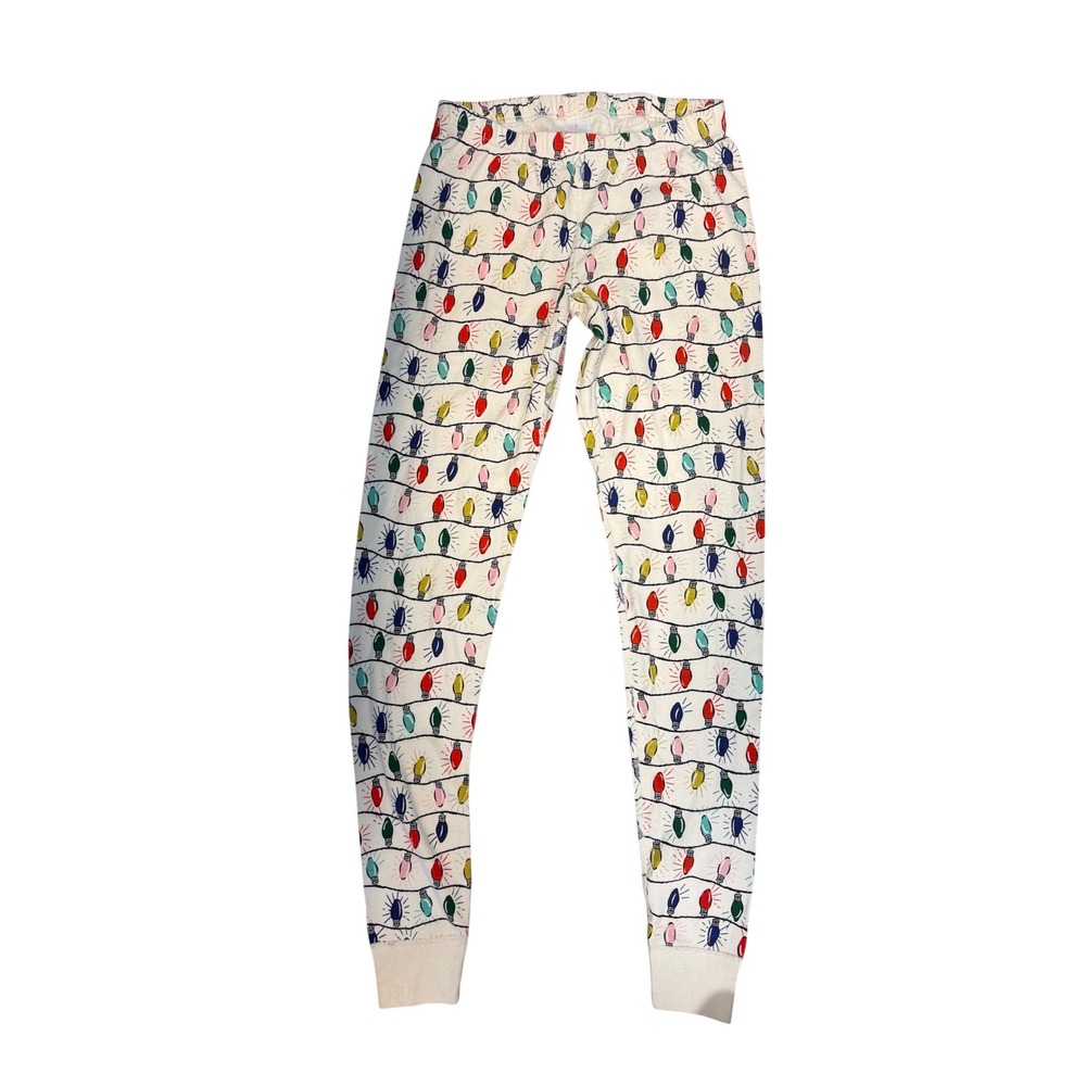Hanna Andersson Women Small Christmas Lights Organic Cotton Pajama Set Cream - Picture 3 of 6